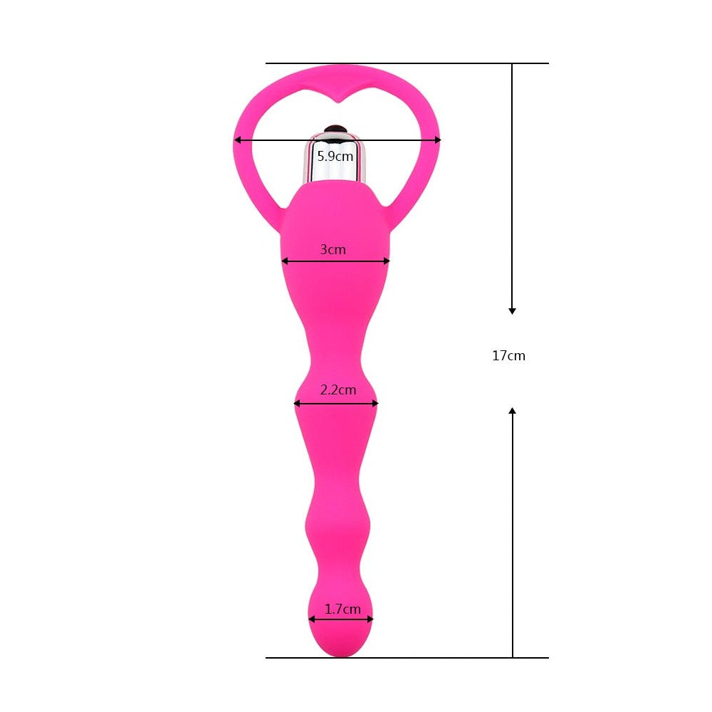 Titreşimli Boğumlu Halkalı Anal Tıkaç - Pembe